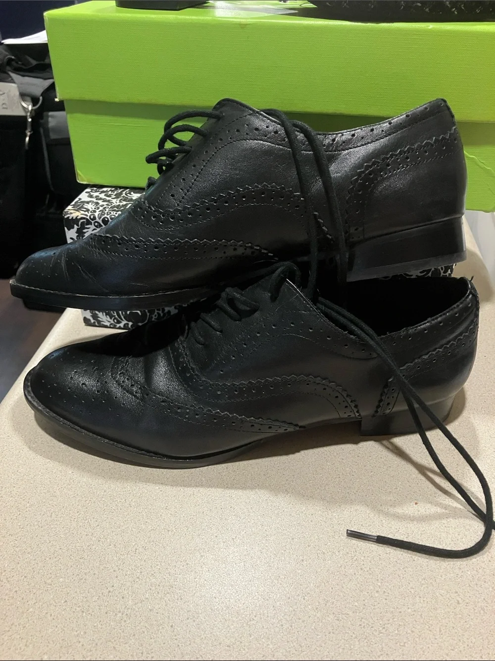 J. Jill Black Leather Wingtip Oxfords